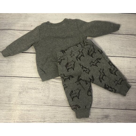 Caters Size 3-6M Grey Heather Fox Sweatsuit - Picture 5 of 5